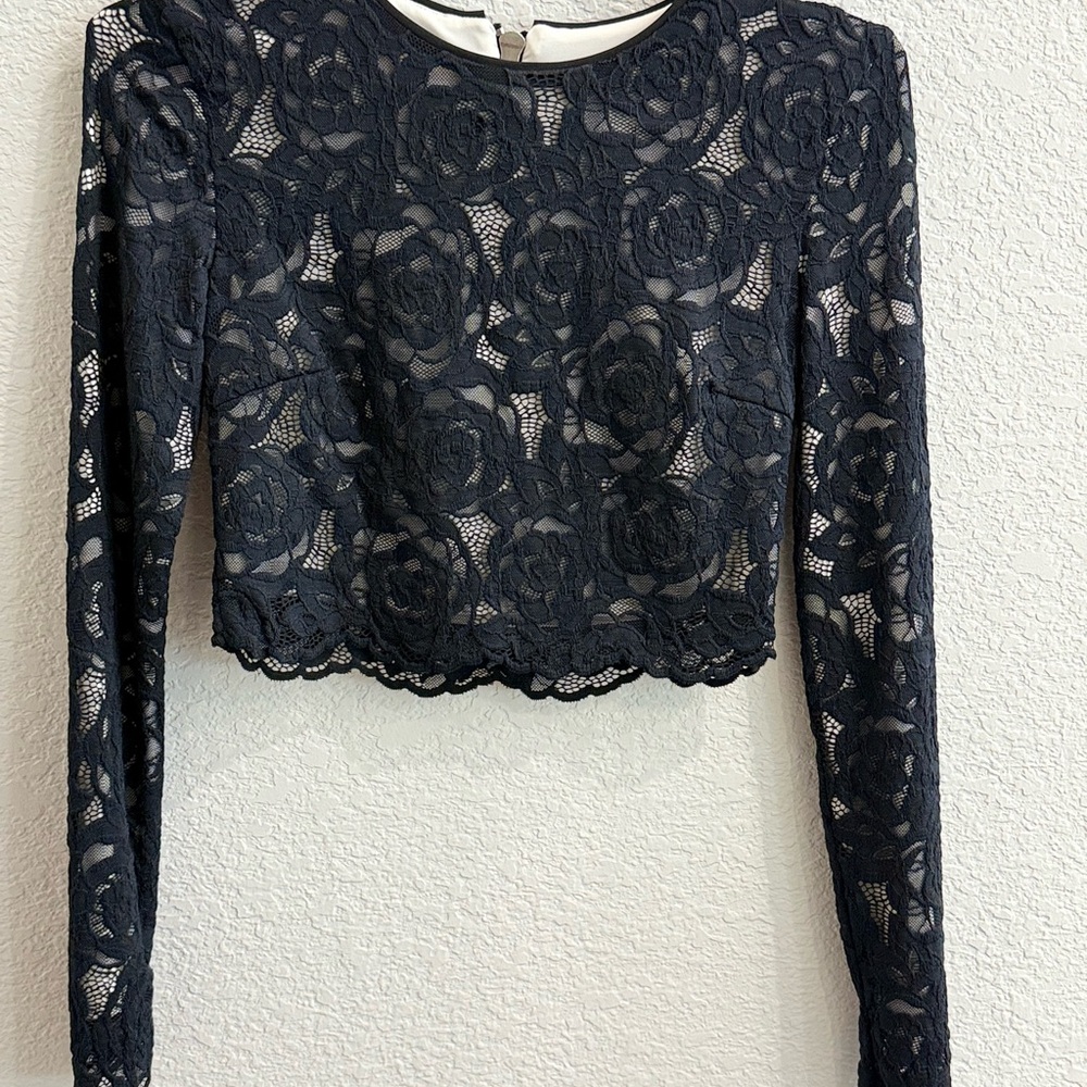 Elegant Le Superbe Black Lace Crop Top
